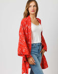 Red Oversized Resort Kimono