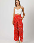 Red floral Resort Pants