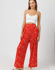 Red floral Resort Pants