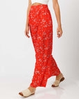 Red floral Resort Pants