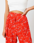 Red floral Resort Pants