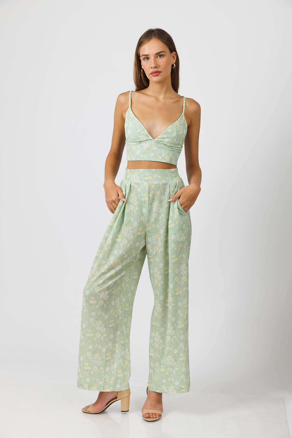 Green Floral Resort Pants