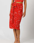 Red Yoko Wrap Skirt