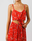 Red Floral Summer Two Piece Set