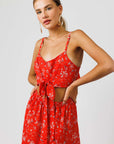 Red Floral Summer Two Piece Set