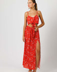 Red Floral Summer Two Piece Set