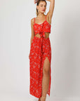 Red Floral Summer Two Piece Set