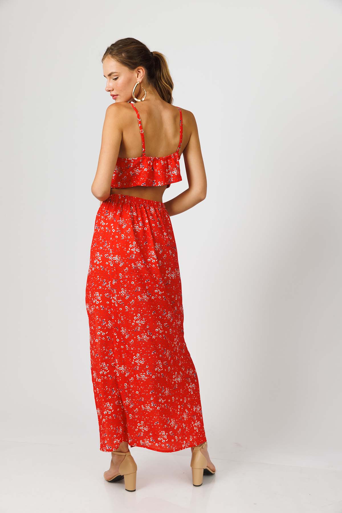 Red Floral Summer Two Piece Set