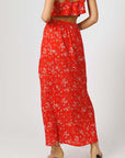 Floral red Summer skirt