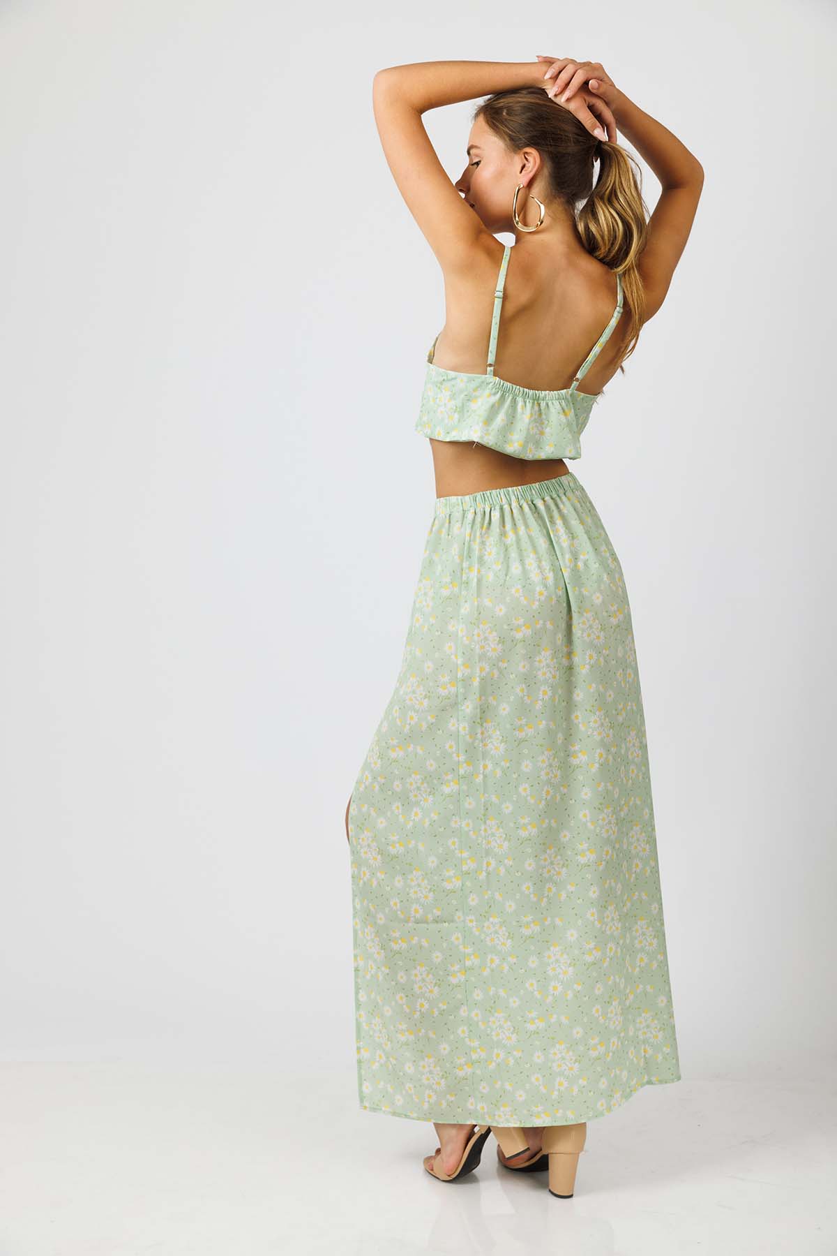 Green Floral Summer Two Piece Set