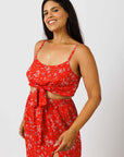 Red Floral Summer Two Piece Set