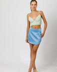 Light Blue Lotus Mini Skirt