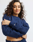 Navy Rico Cropped Elasticated Sweatshirt