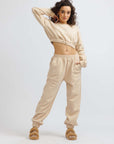 Beige Rico Cropped Elasticated Sweatshirt