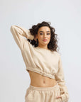 Beige Rico Cropped Elasticated Sweatshirt