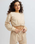 Beige Rico Cropped Elasticated Sweatshirt