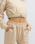 Beige Rico Cropped Elasticated Sweatshirt