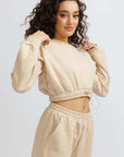 Beige Rico Cropped Elasticated Sweatshirt